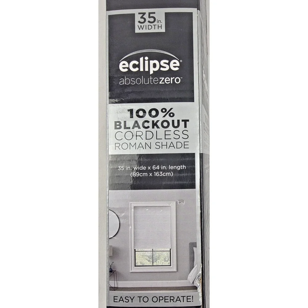 Eclipse Absolute Zero 35x64 Cordless Roman Window Shade 100% Blackout Roselle